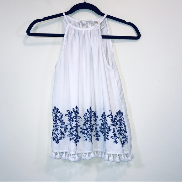 Japna Tops - Japna Boho Embroidered Tassel Tank - #1201